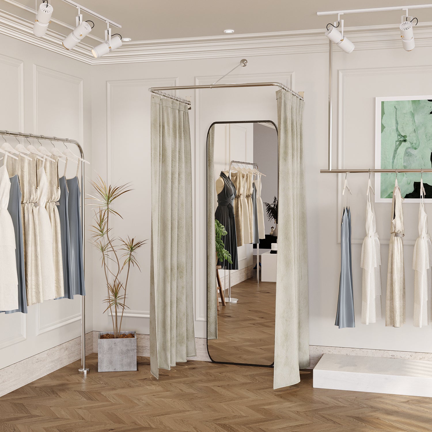 Naiture Fitting Room for Clothing Store, Changing Room Curtain Rod Used in Mall, Office, Boutique, Wedding Dress Shop, U Shaped Heavy Duty Stainless Naiture Fitting Room for Clothing Store, Changing Room Curtain Rod Used in Mall, Office, Boutique, Wedding Dress Shop, U Shaped Heavy Duty Stainless