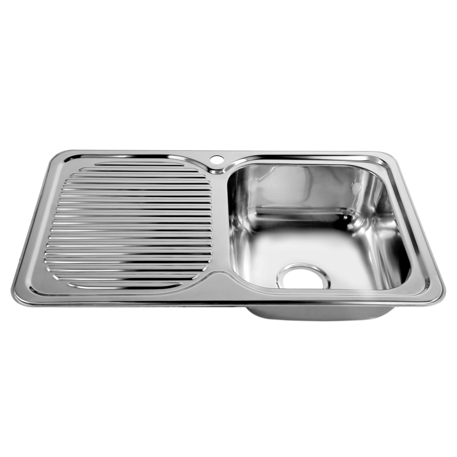 Naiture Drop-In Kitchen Sink, Rectangular Single Bowl Top Mount Sink, 21-Gauge 304 Stainless Steel, 32"L with Drainboard and Single Faucet Hole