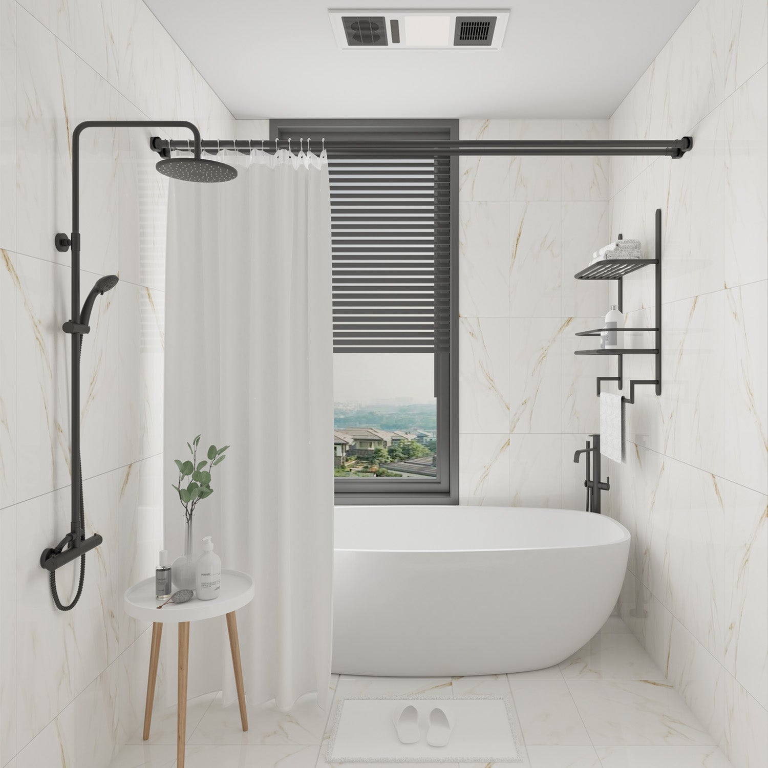 Naiture Stainless Steel Double Straight Shower Curtain Rod