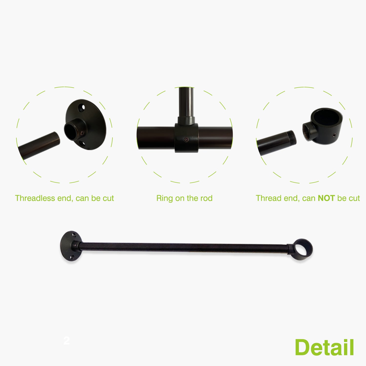 oil rubbed bronze metal ceiling rod with various components and text labels