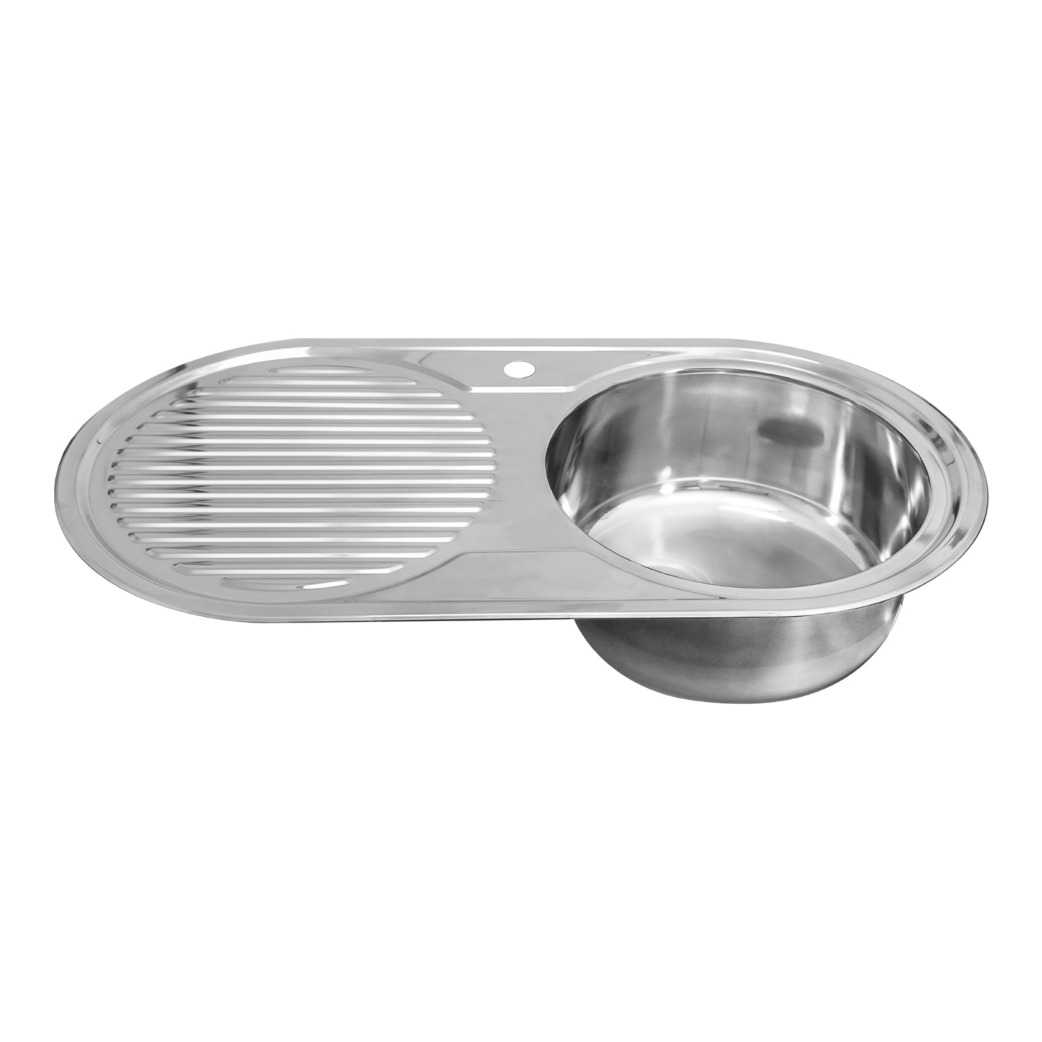 Naiture Drop-In Kitchen Sink, Oval Single Bowl Top Mount Sink, 21-Gauge 304 Stainless Steel, 36" X 19" with Drainboard and Single Faucet Hole