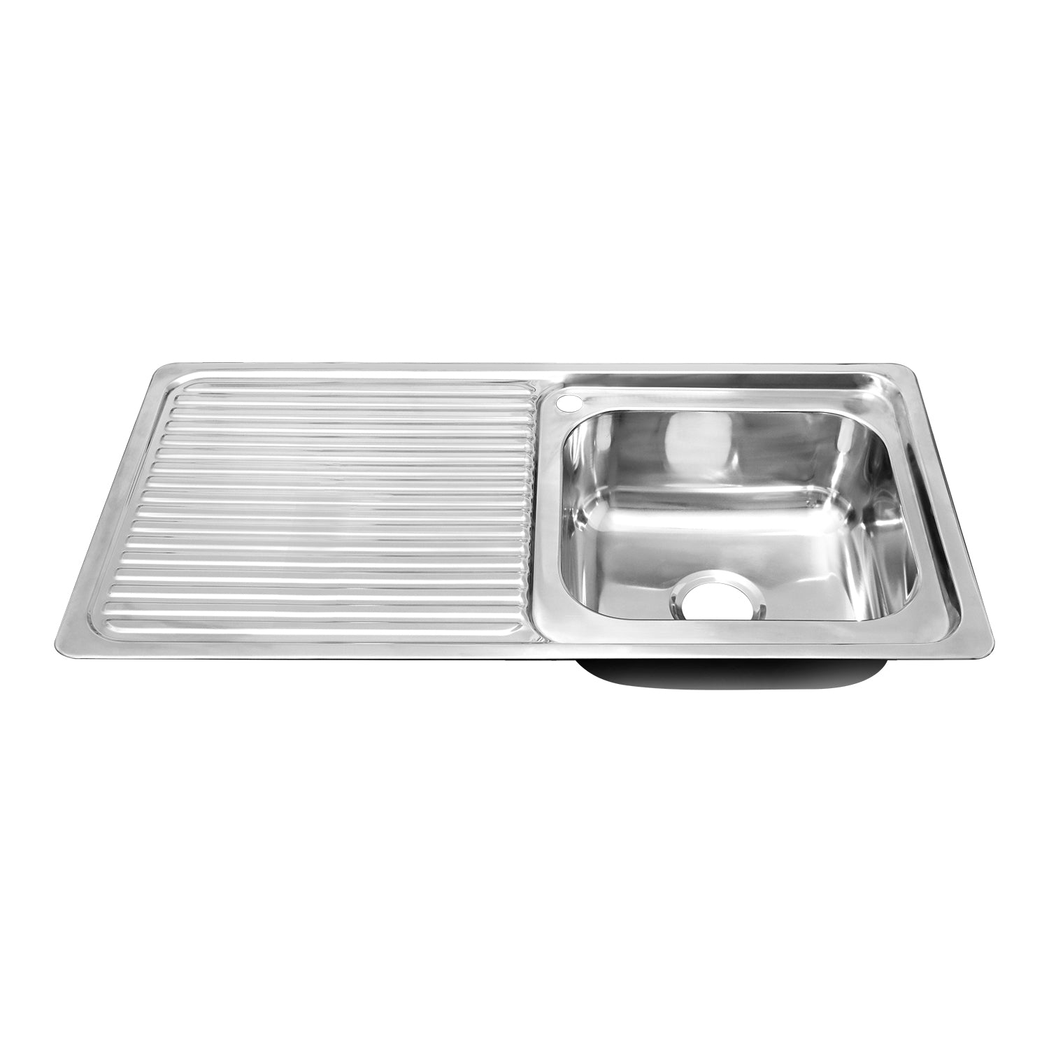 Naiture Drop-In Kitchen Sink, Rectangular Single Bowl Top Mount Sink, 21-Gauge 304 Stainless Steel, 39-3/8" X 20" with Left Drainboard and Single Faucet Hole