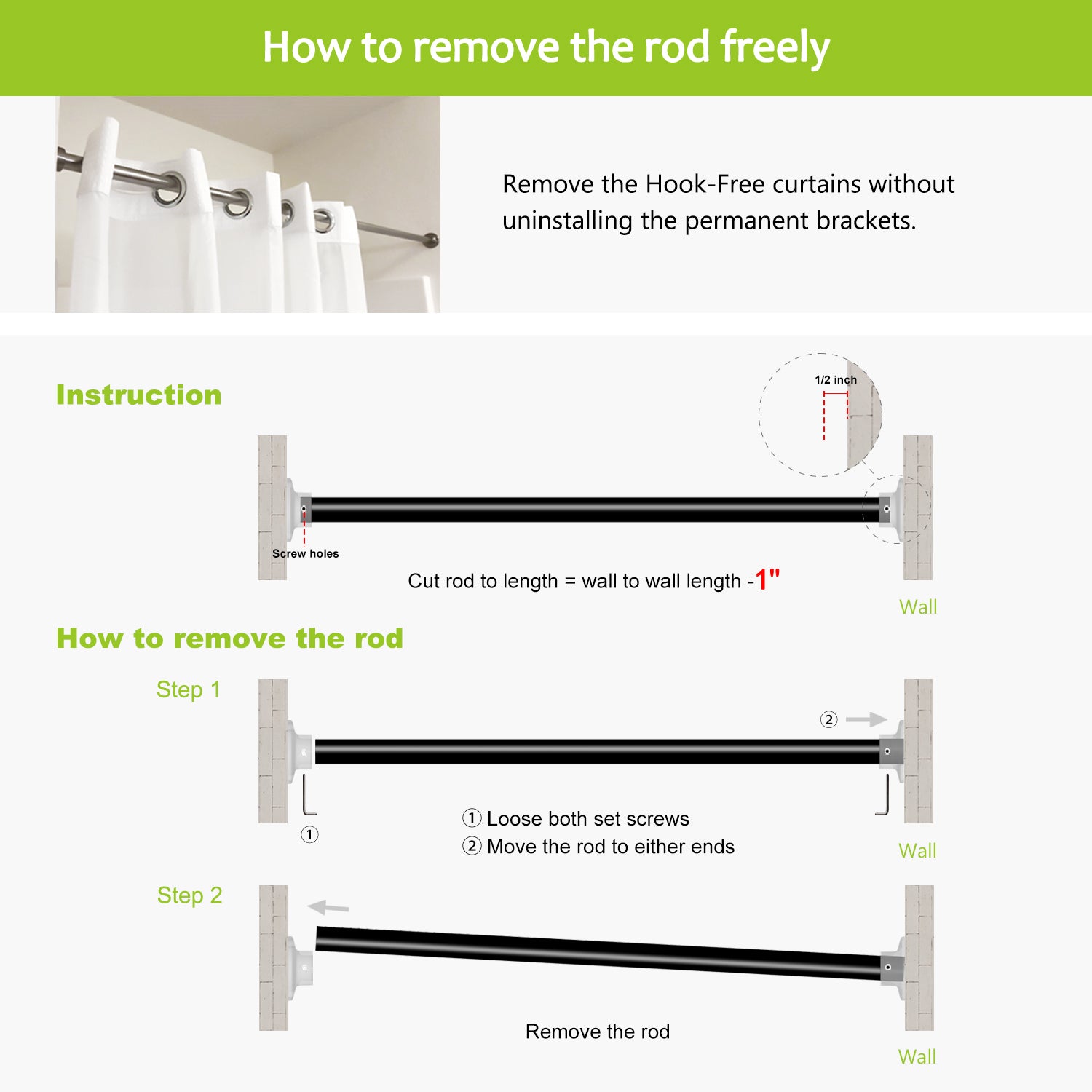 how to remove the rod freely without uninstalling brackets