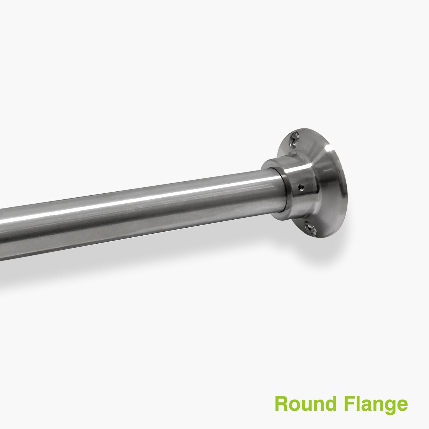 brushed nickel round flange used for straight shower rod