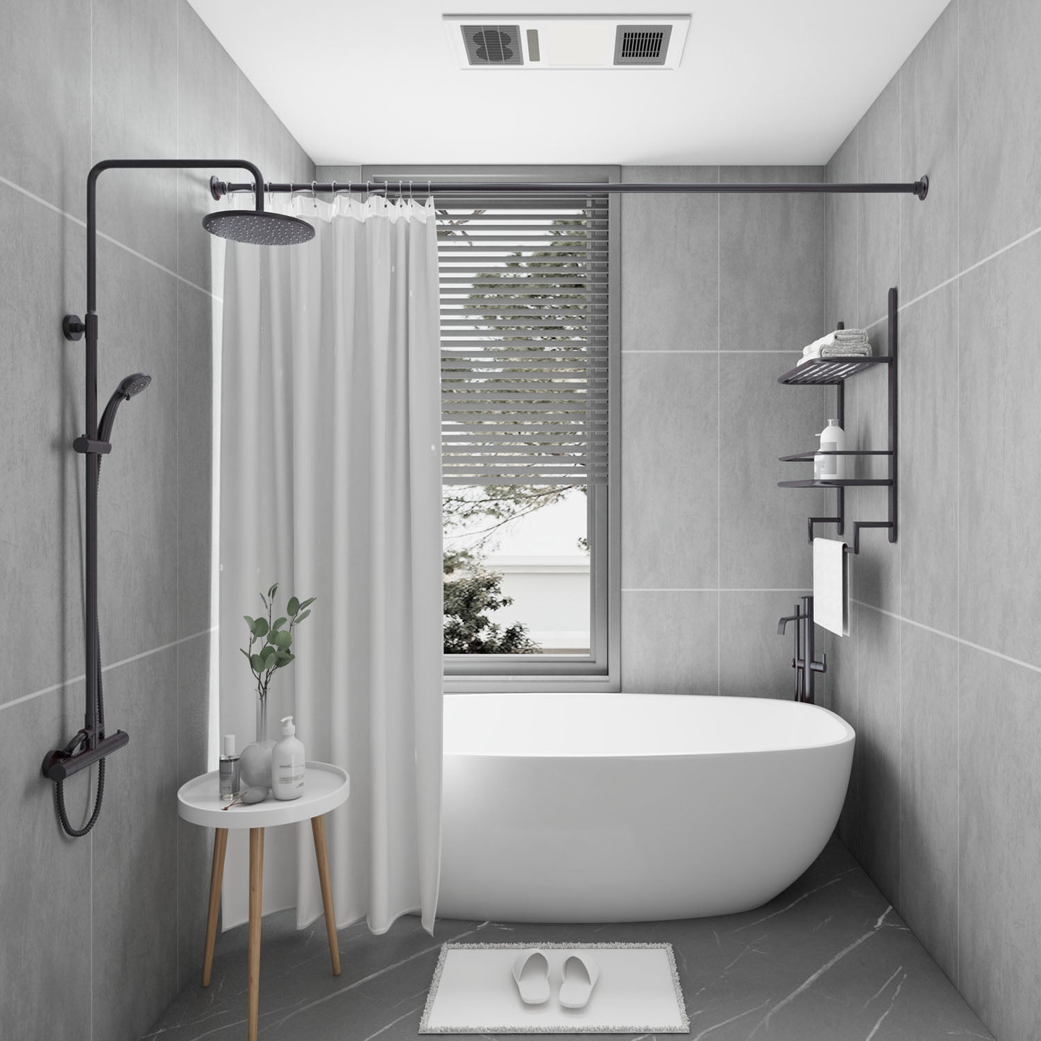 Naiture Heavy-duty One-piece Straight Aluminum Shower Curtain Rod in Oil Rubbed Bronze Finish