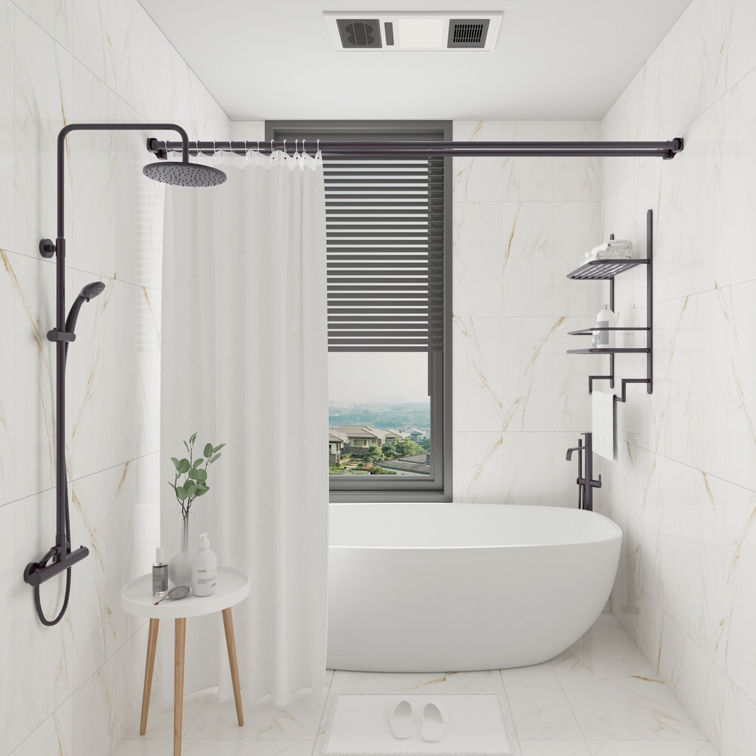 Naiture Aluminum Double Straight Shower Curtain Rod