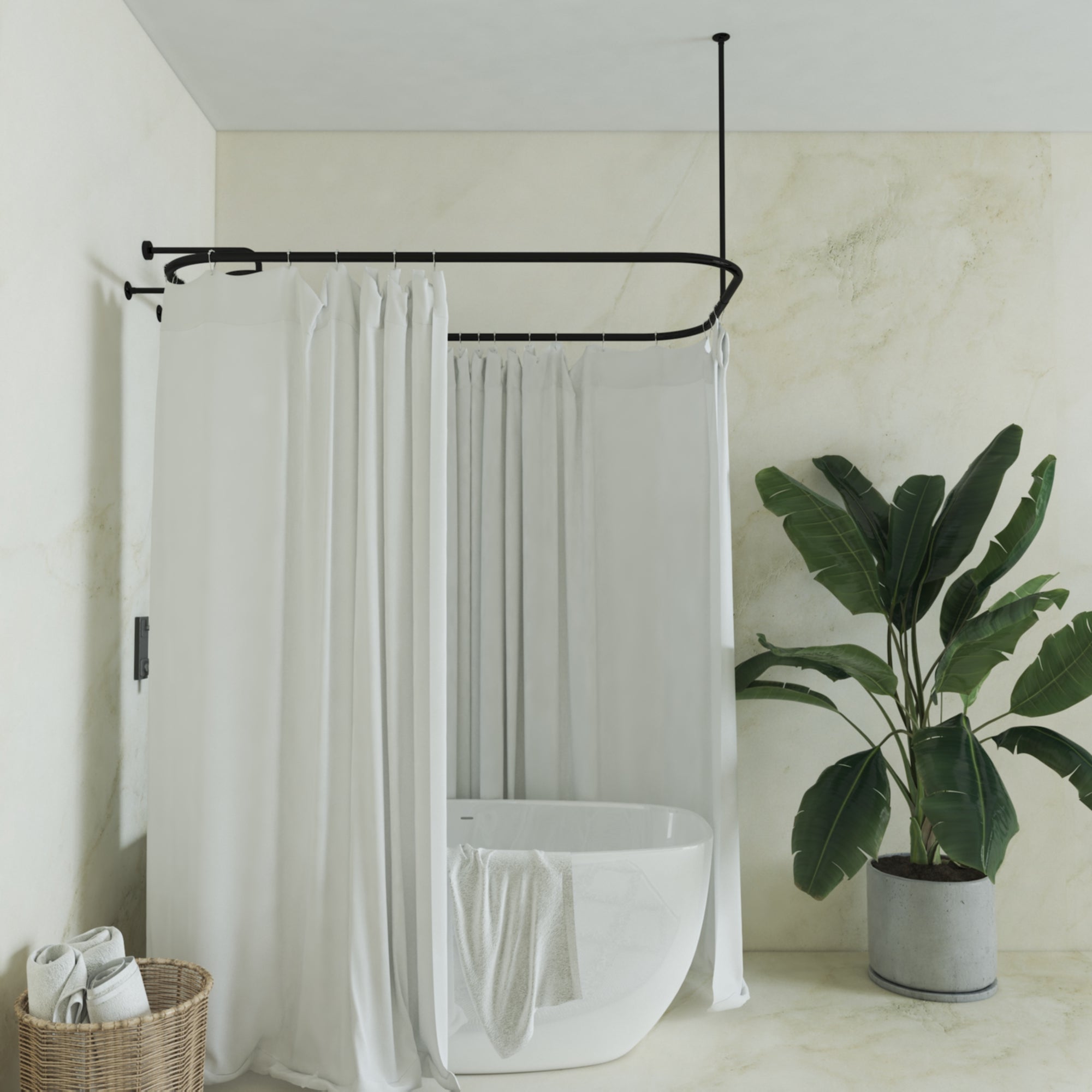Naiture Rectangular Stainless Steel Shower Curtain Rod