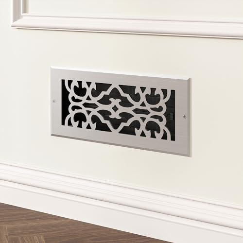 Registro de pared con rejilla Naiture, estilo tradicional, de acero inoxidable con compuerta o palanca