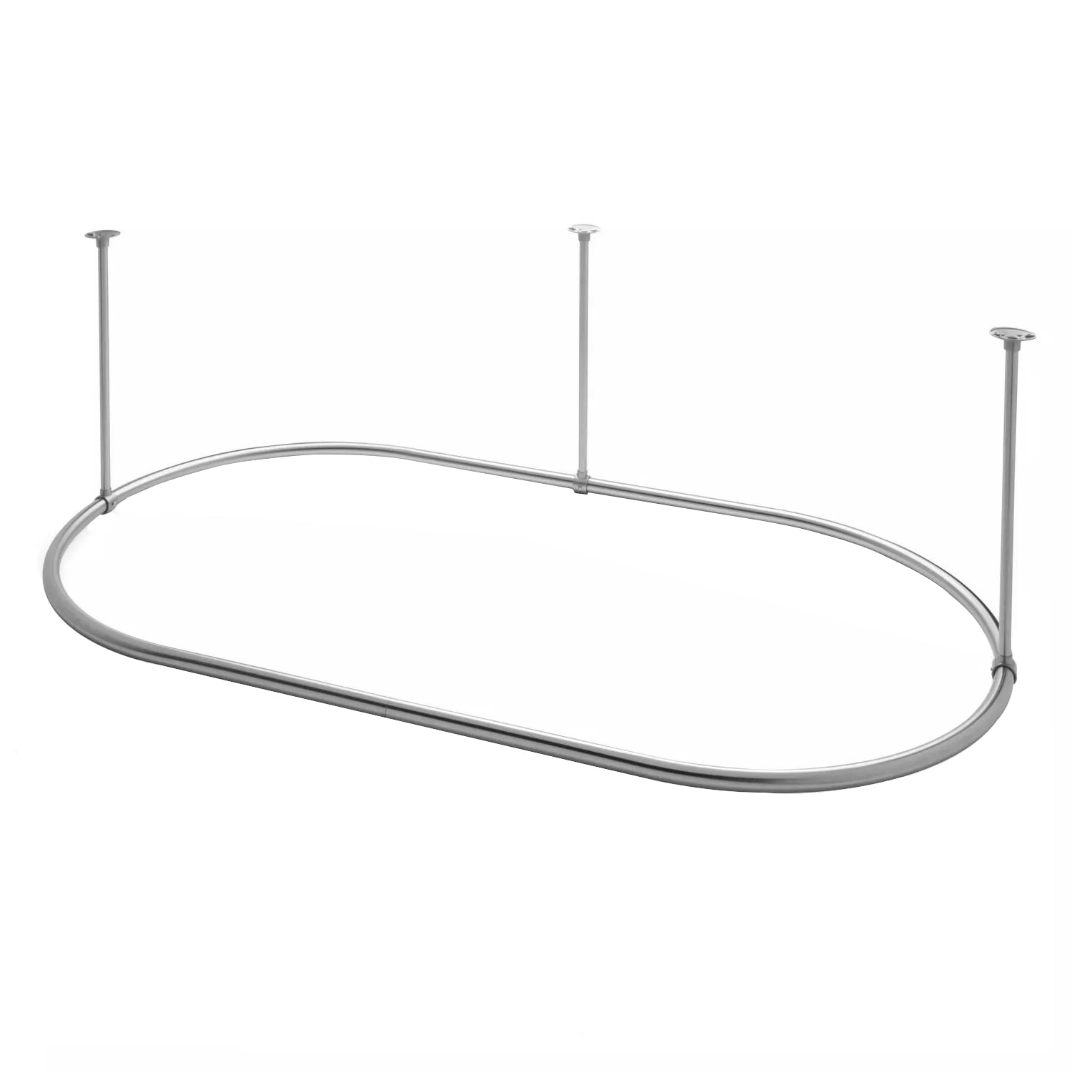 Naiture Oval Stainless Steel Shower Curtain Rod with Ceiling Support, 48" x 30", Brushed Nickel Finish (Used, 95% New)